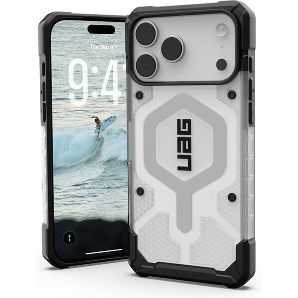 UAG-Pathfinder-Clear-Magsafe-kryt-iPhone-17-Pro-Max-ciry-stribrny