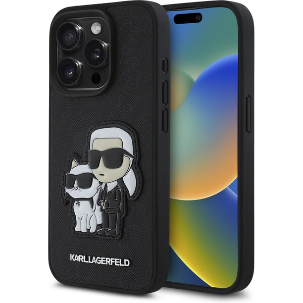 Karl-Lagerfeld-PU-Saffiano-Karl-and-Choupette-kryt-iPhone-15-Pro-cerny