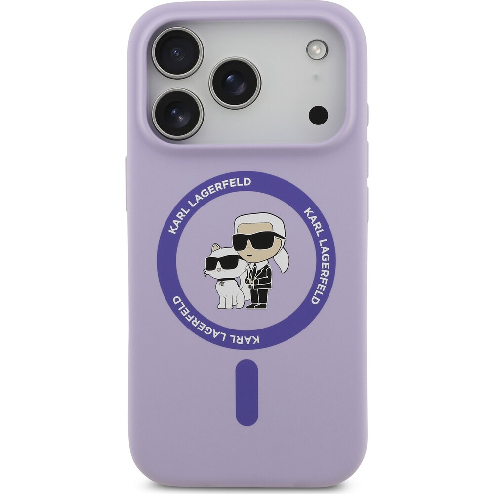 Karl-Lagerfeld-Liquid-Silicone-Karl-and-Choupette-MagSafe-kryt-iPhone-17-Pro-fialovy