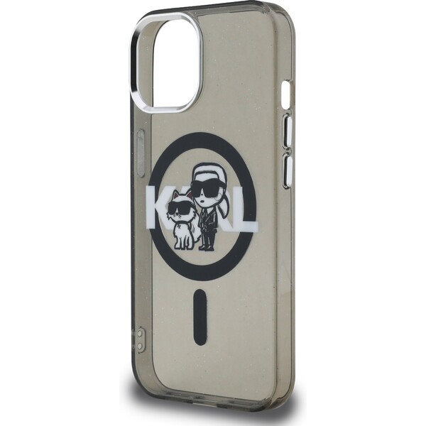 Karl-Lagerfeld-IML-Glitter-Karl-and-Choupette-Sketch-MagSafe-kryt-iPhone-15-cerny