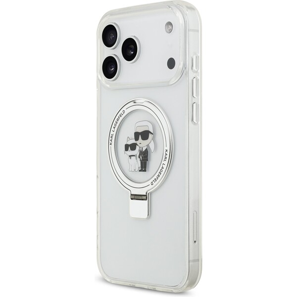 Karl-Lagerfeld-Ringstand-Karl-and-Choupette-MagSafe-kryt-iPhone-17-Pro-Max-bily