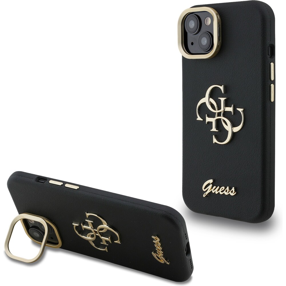 Guess-PU-Grained-4G-Logo-Stand-Camera-Frame-kryt-iPhone-15-cerny