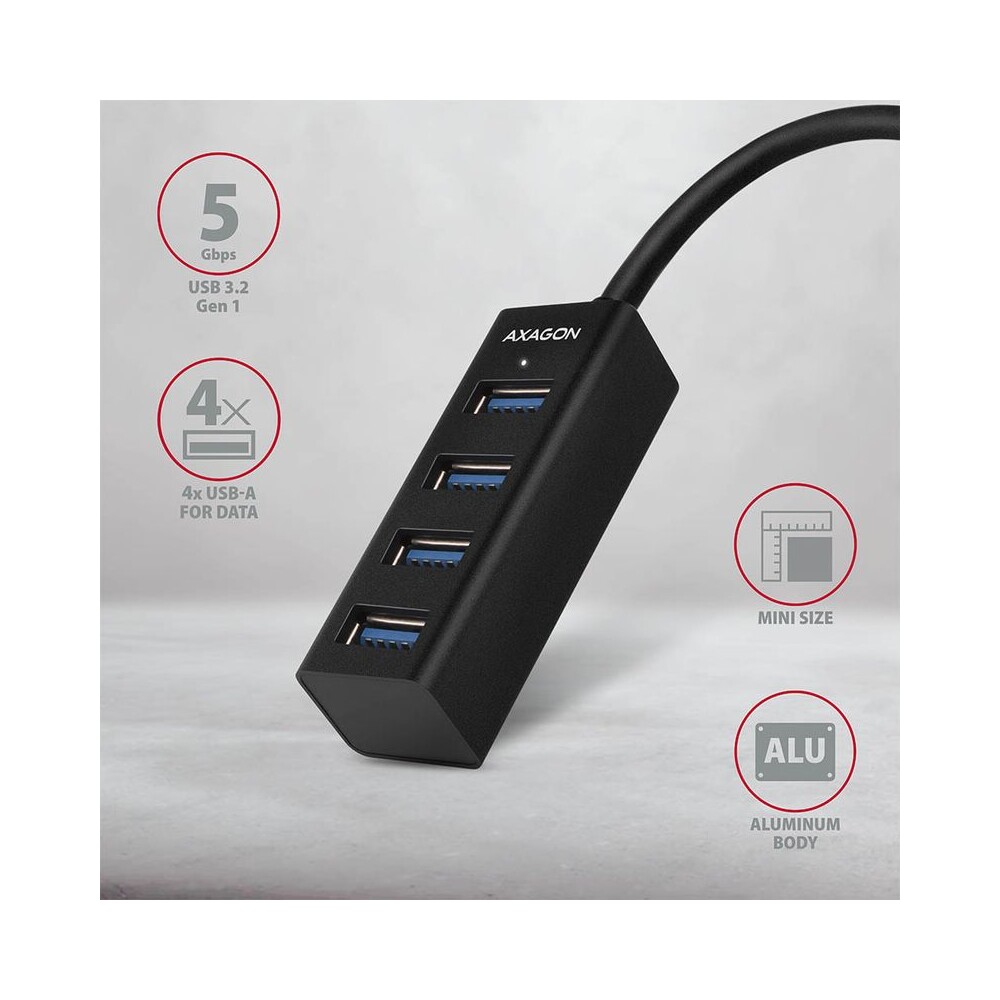 AXAGON-HUEM1A-4x-USB-3-2-Gen-1-MINI-hub-kovovy-kabel-USBA-20cm