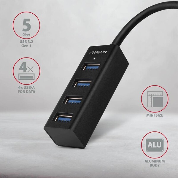 AXAGON-HUEM1A-4x-USB-3-2-Gen-1-MINI-hub-kovovy-kabel-USBA-20cm