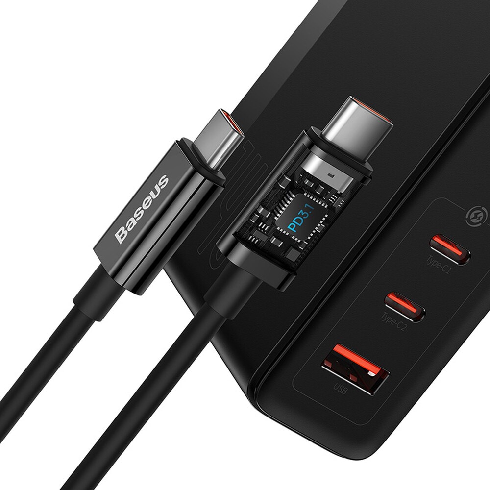Baseus-GaN5-Pro-rychlonabijecka-140W-2x-USB-C-1x-USB-cerna
