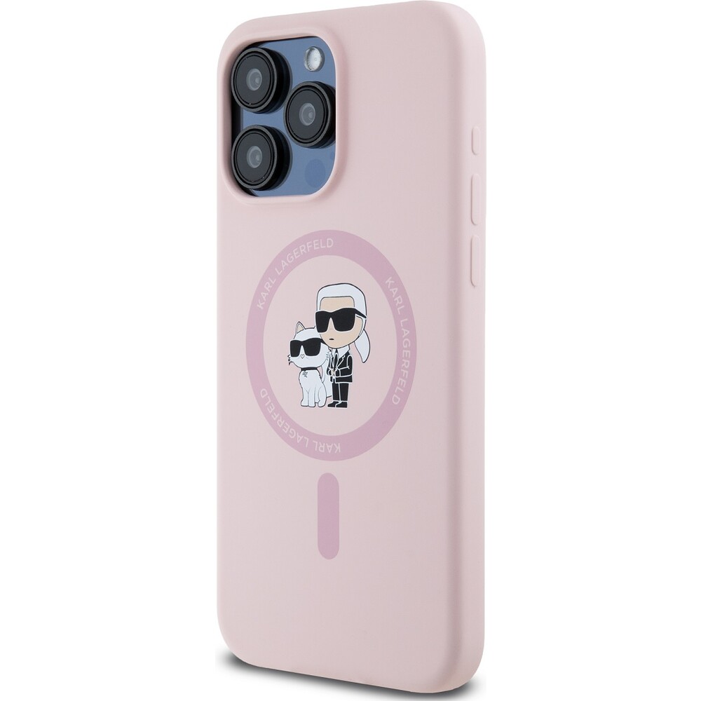 Karl-Lagerfeld-Liquid-Silicone-Karl-and-Choupette-Magsafe-zadni-kryt-iPhone-15-Pro-ruzovy