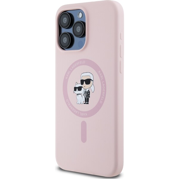 Karl-Lagerfeld-Liquid-Silicone-Karl-and-Choupette-Magsafe-zadni-kryt-iPhone-15-Pro-ruzovy
