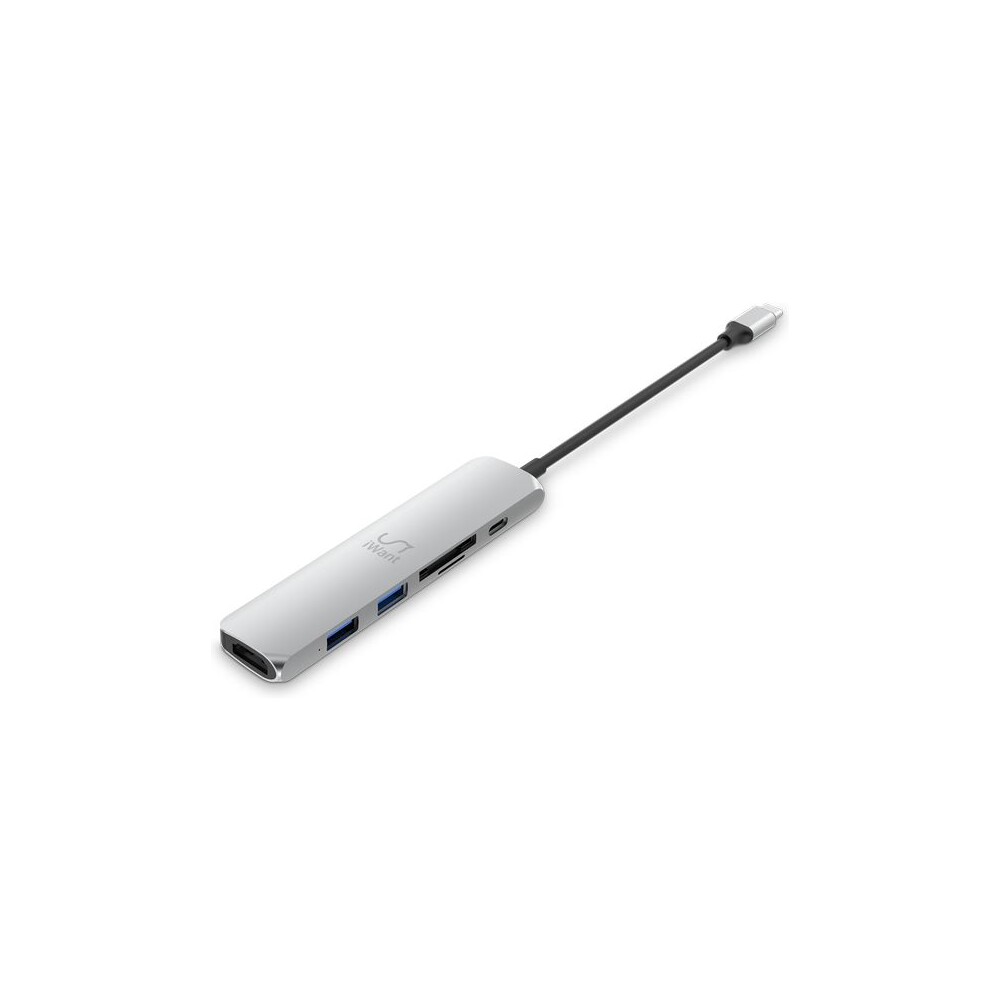 iWant-USB-C-HUB-6v1-HDMI-USB-C-USB-A-SD-Micro-SD-stribrny