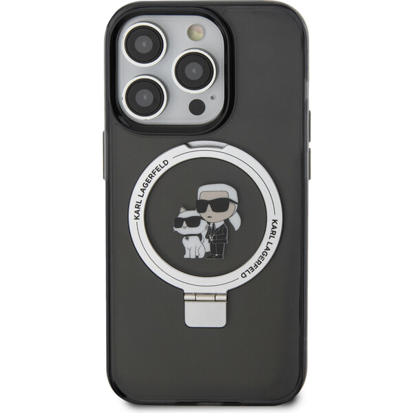 Karl-Lagerfeld-Ringstand-Karl-and-Choupette-MagSafe-Kryt-iPhone-15-Pro-Max-cerny
