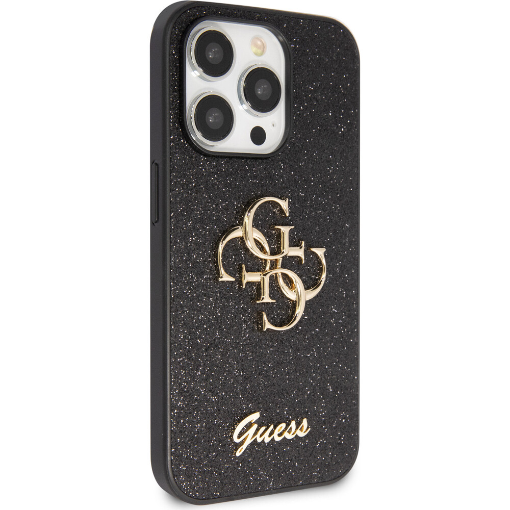 Guess-PU-Fixed-Glitter-4G-Metal-Logo-kryt-iPhone-15-Pro-Max-cerny