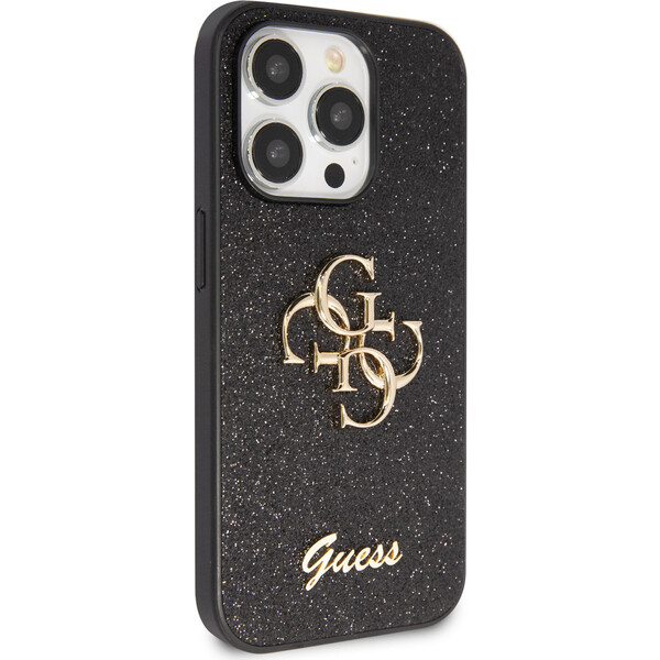 Guess-PU-Fixed-Glitter-4G-Metal-Logo-kryt-iPhone-15-Pro-Max-cerny