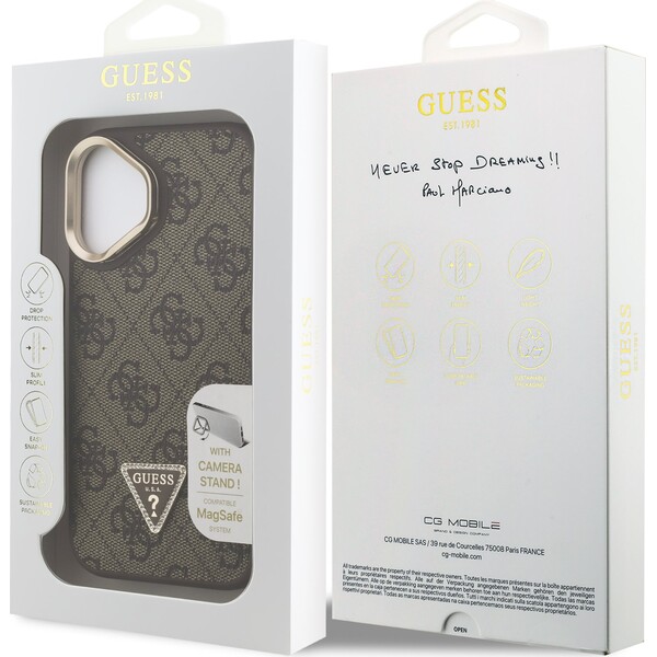 Guess-PU-4G-Strass-Triangle-Logo-Stand-Camera-Frame-MagSafe-kryt-iPhone-16-hnedy