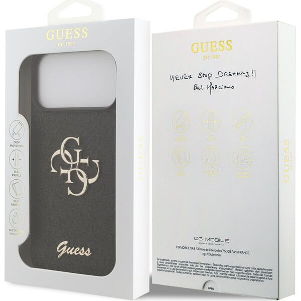 Guess-PU-Fixed-Glitter-4G-Metal-Logo-kryt-iPhone-17-Pro-Max-cerny