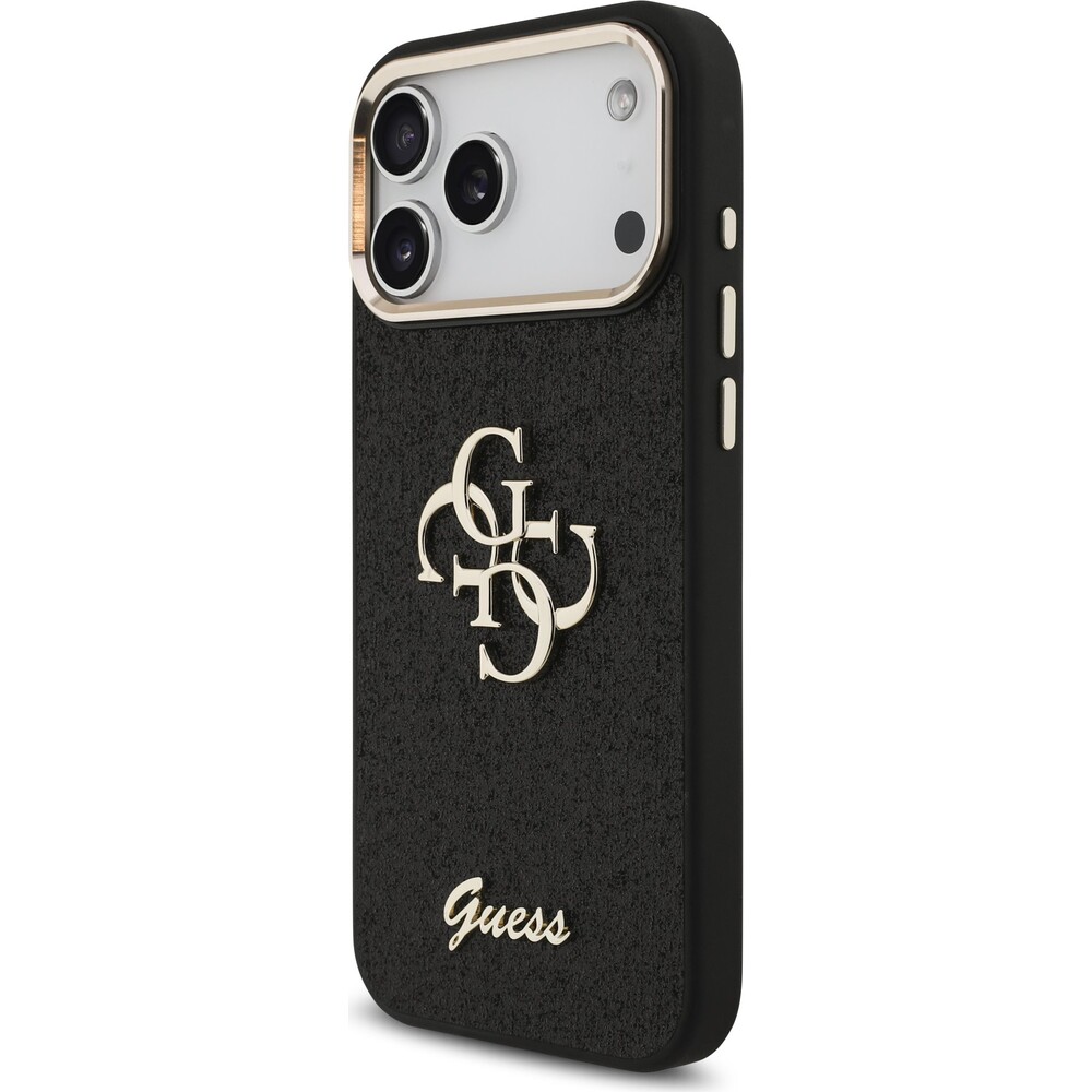 Guess-PU-Fixed-Glitter-4G-Metal-Frame-kryt-iPhone-17-Pro-Max-cerny