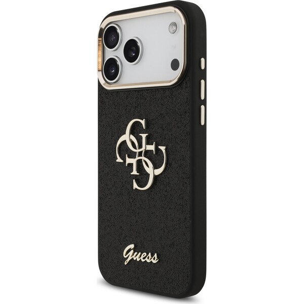 Guess-PU-Fixed-Glitter-4G-Metal-Frame-kryt-iPhone-17-Pro-Max-cerny