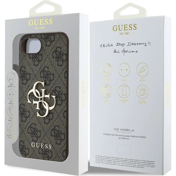 Guess-PU-4G-Metal-Logo-kryt-iPhone-17e-16e-hnedy