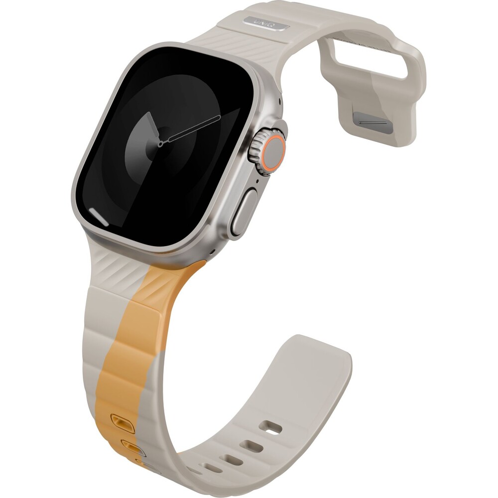 UNIQ-Stride-DE-FKM-reminek-pro-Apple-Watch-49-46-45-44mm-bezovy-zluty