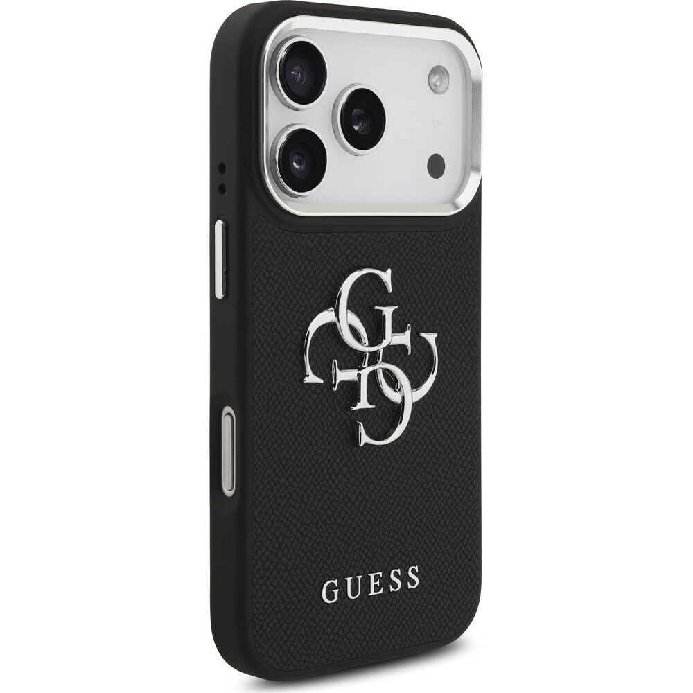 Guess-PU-Grained-4G-Metal-Logo-kryt-iPhone-17-Pro-cerny