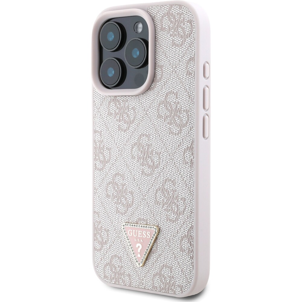 Guess-PU-4G-Strass-Triangle-Metal-Logo-kryt-pro-iPhone-16-Pro-Max-ruzovy