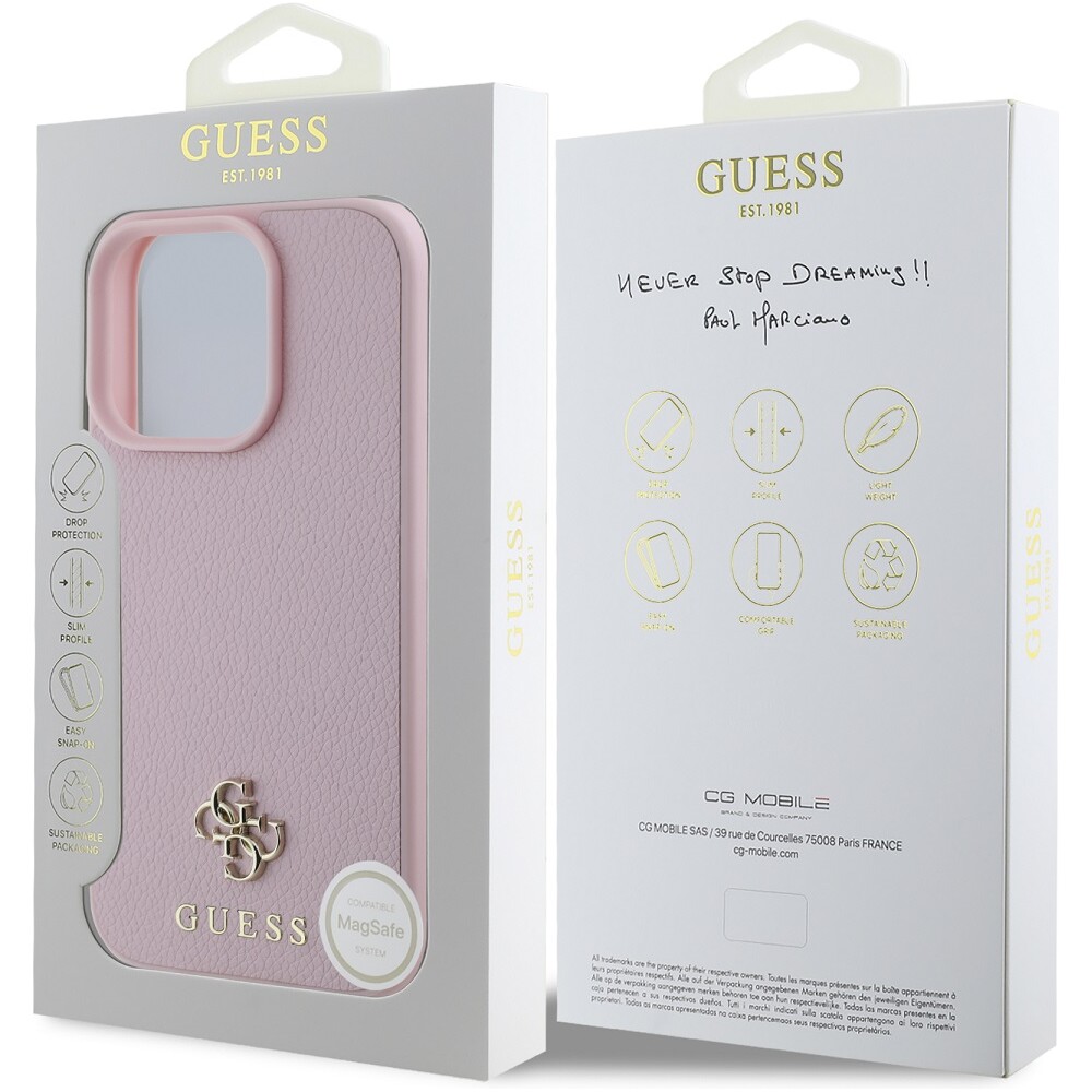 Guess-PU-Grained-4G-Small-Metal-Logo-MagSafe-kryt-iPhone-16-Pro-Max-ruzovy