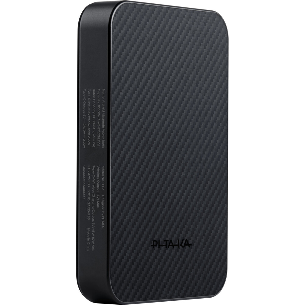 Pitaka-Powerbanka-15W-10000mAh-Qi2-MagSafe-Black-Grey