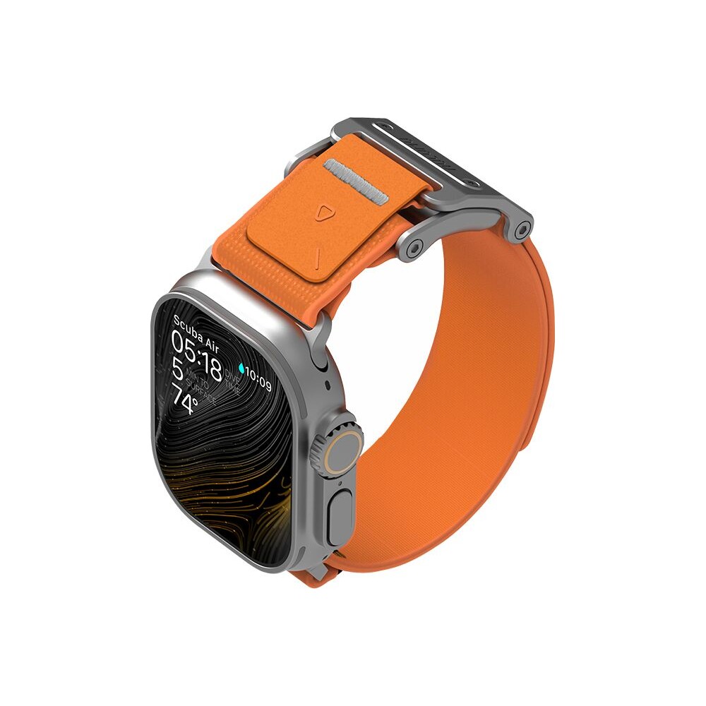 Aulumu-A11-Mag-Buckle-Slim-reminek-Apple-Watch-49-46-45-44-42mm-Silver-Buckle-Orange-Strap