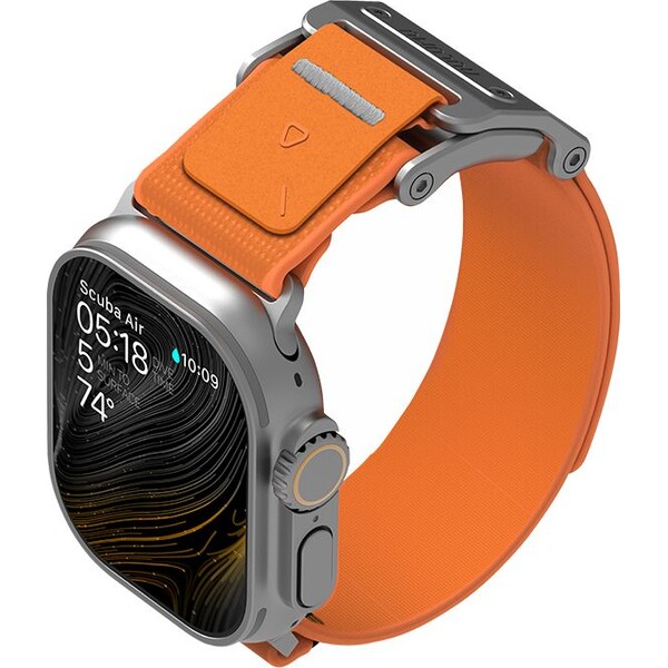 Aulumu-A11-Mag-Buckle-Slim-reminek-Apple-Watch-49-46-45-44-42mm-Silver-Buckle-Orange-Strap