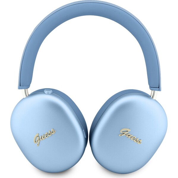 Guess-Metallic-Finish-Gold-Script-Logo-ENC-bezdratova-sluchatka-svetle-modra
