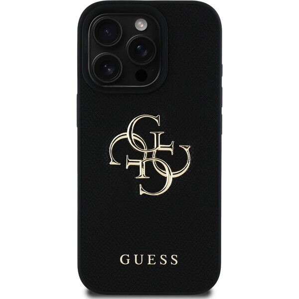 Guess-PU-Grained-4G-Metal-Logo-kryt-iPhone-15-Pro-cerny