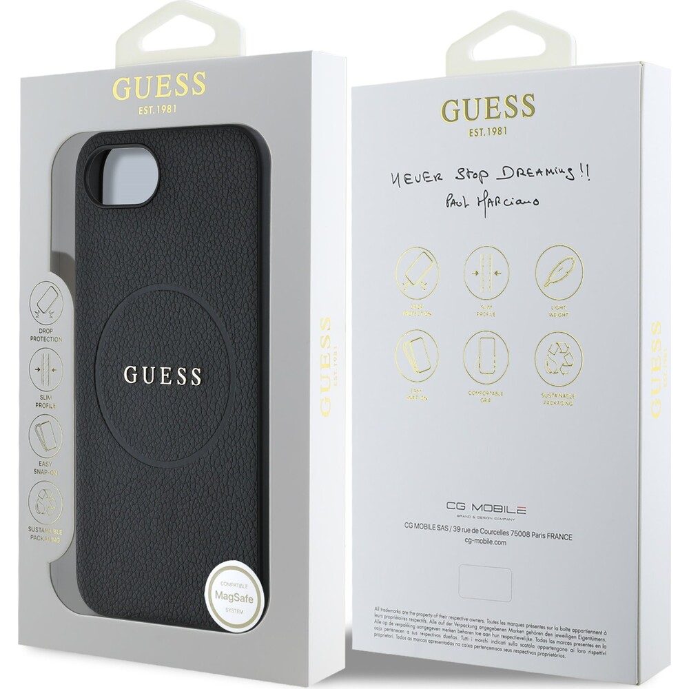 Guess-PU-Grained-Classic-Logo-MagSafe-kryt-iPhone-17e-16e-cerny