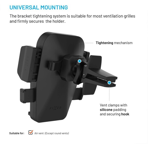 FIXED-Iconiq-Vent-univerzalni-drzak-do-auta-s-uchytem-na-ventilacni-mrizku-cerny