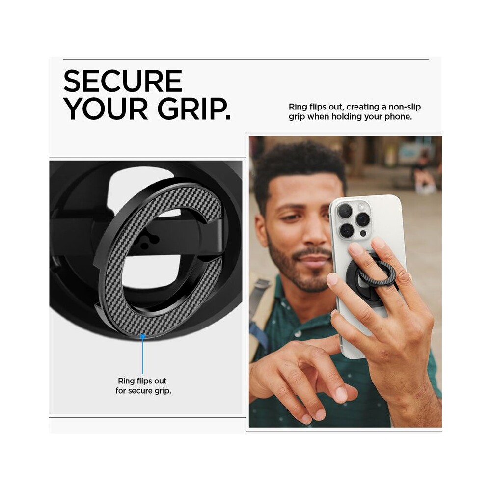 Spigen-O-Mag-Magnetic-Phone-Holder-MagSafe-stojanek-cerny