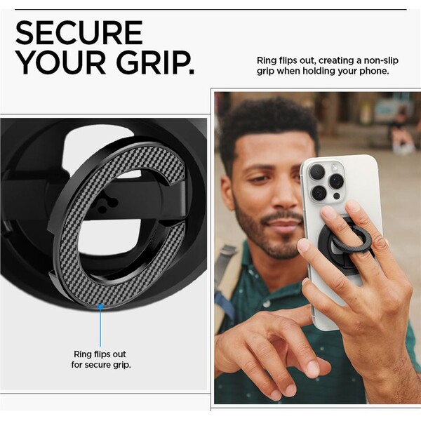 Spigen-O-Mag-Magnetic-Phone-Holder-MagSafe-stojanek-cerny