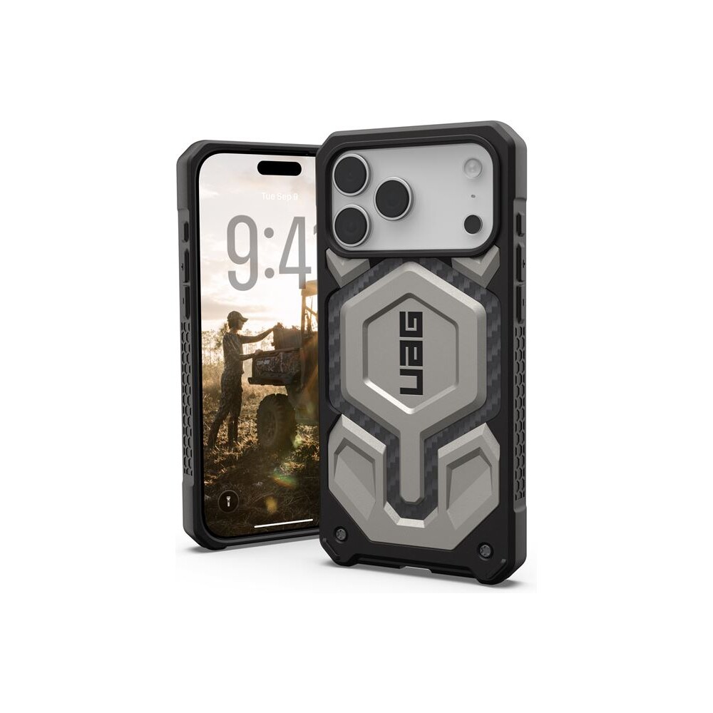 UAG-Monarch-Pro-MagSafe-Titanium-kryt-iPhone-17-Pro-Max-stribrny