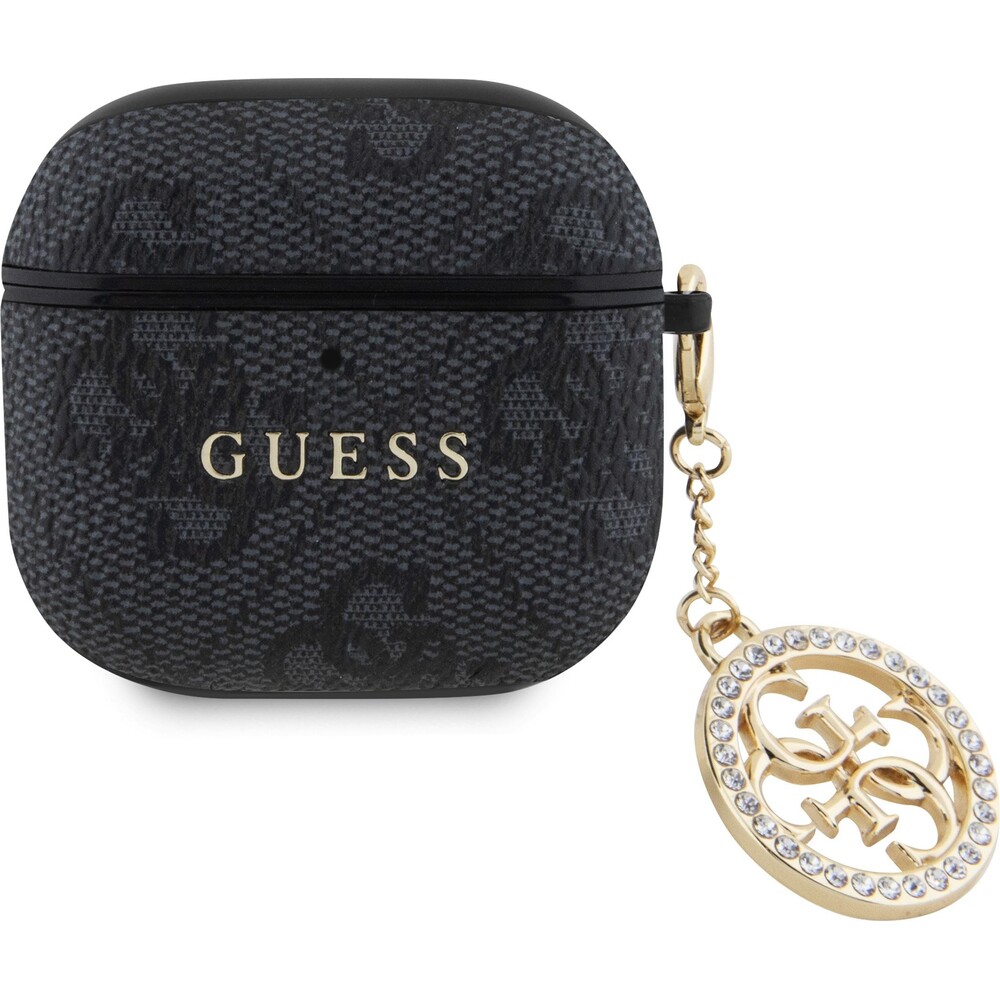 Guess-4G-Script-PC-PU-Charm-pouzdro-AirPods-4-cerne