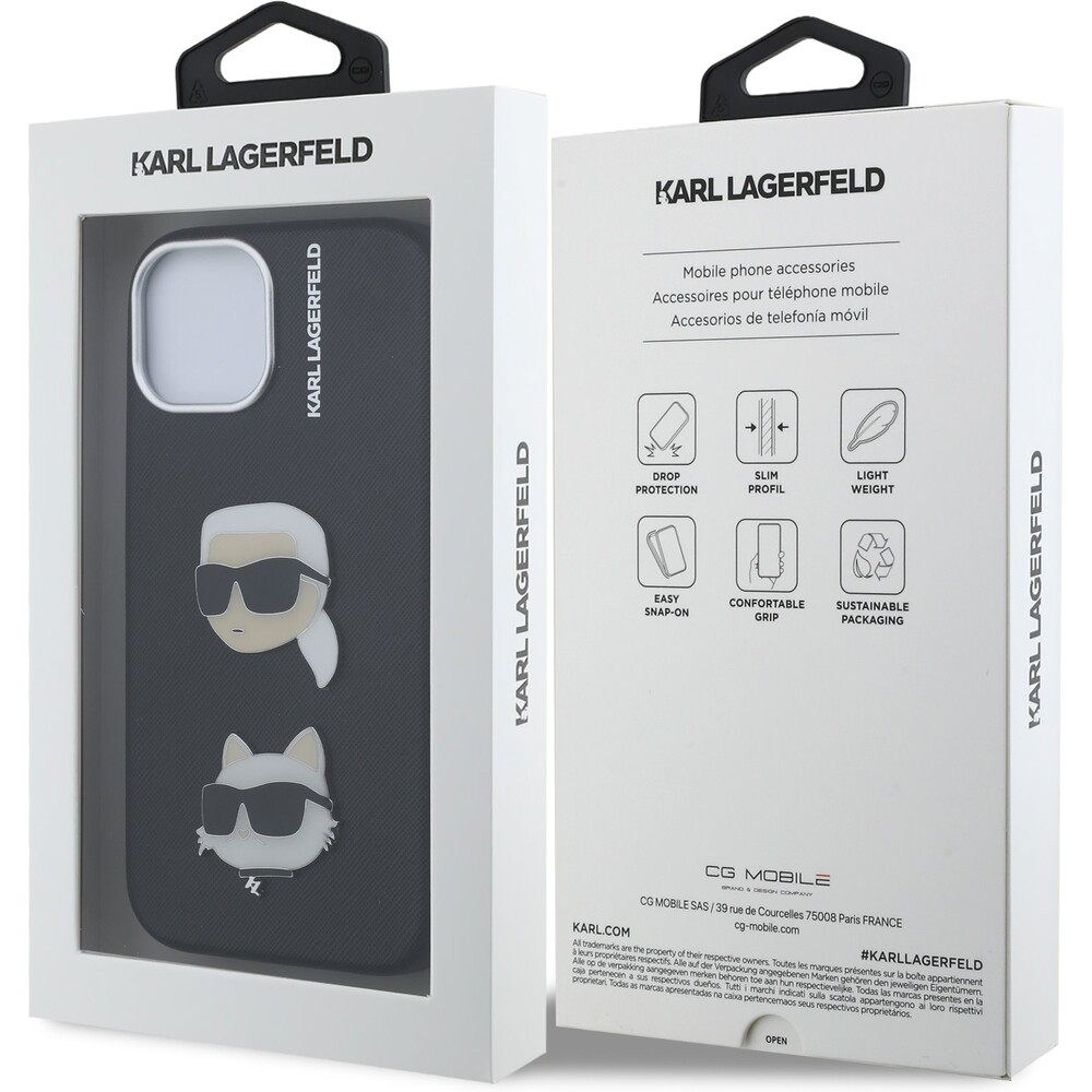 Karl-Lagerfeld-Grained-PU-K-CH-Heads-kryt-iPhone-15-cerny