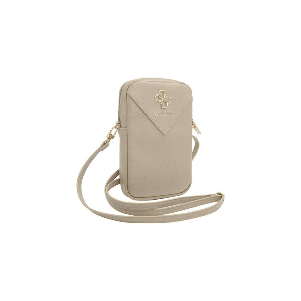 Guess-PU-Grained-4G-Metal-Logo-taska-na-telefon-se-zipem-zlata