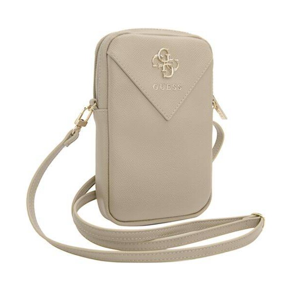 Guess-PU-Grained-4G-Metal-Logo-taska-na-telefon-se-zipem-zlata