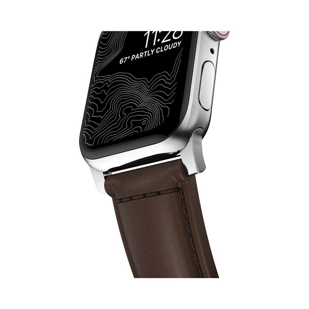Nomad-Traditional-kozeny-reminek-Apple-Watch-Ultra-49mm-8-7-45mm-6-SE-5-4-hnedy-stribrne-prezky