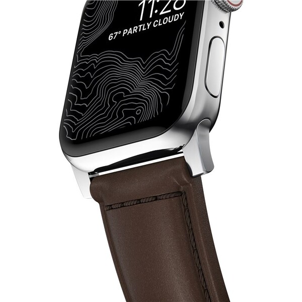 Nomad-Traditional-kozeny-reminek-Apple-Watch-Ultra-49mm-8-7-45mm-6-SE-5-4-hnedy-stribrne-prezky
