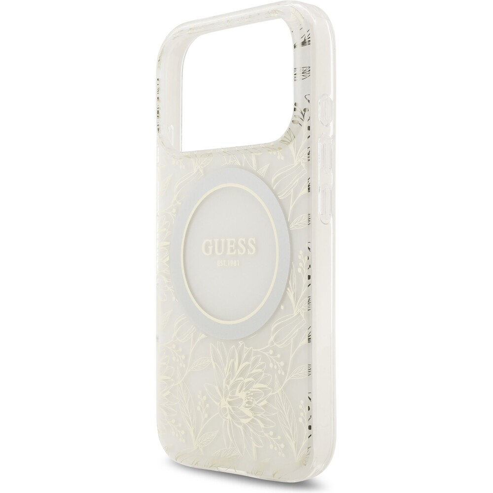 Guess-IML-Flowers-Allover-Strap-MagSafe-kryt-iPhone-17-Pro-bily