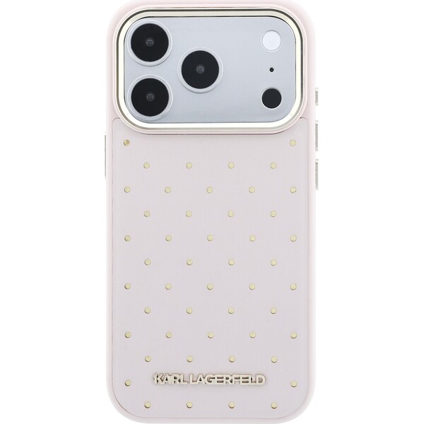 Karl-Lagerfeld-PU-Perforated-Gold-Dots-MagSafe-kryt-iPhone-17-Pro-ruzovy