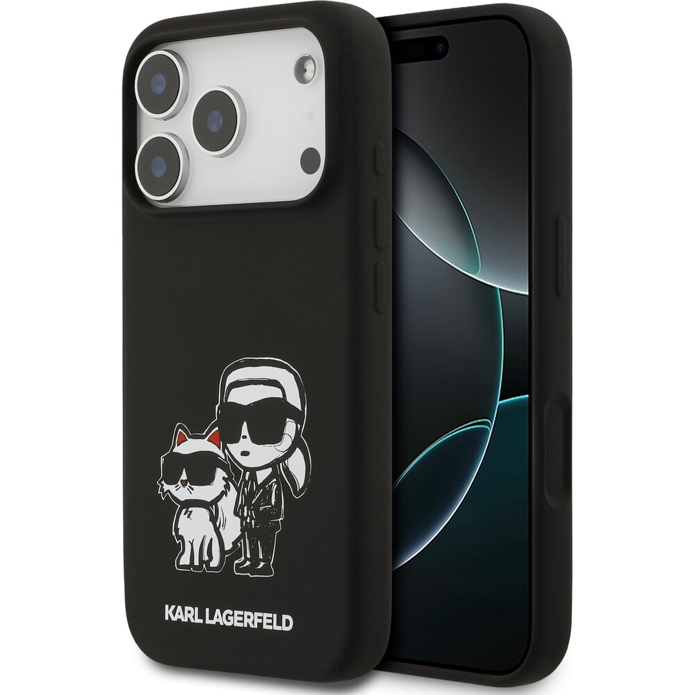 Karl-Lagerfeld-Liquid-Silicone-K-CH-Sketch-MagSafe-kryt-iPhone-17-Pro-cerny