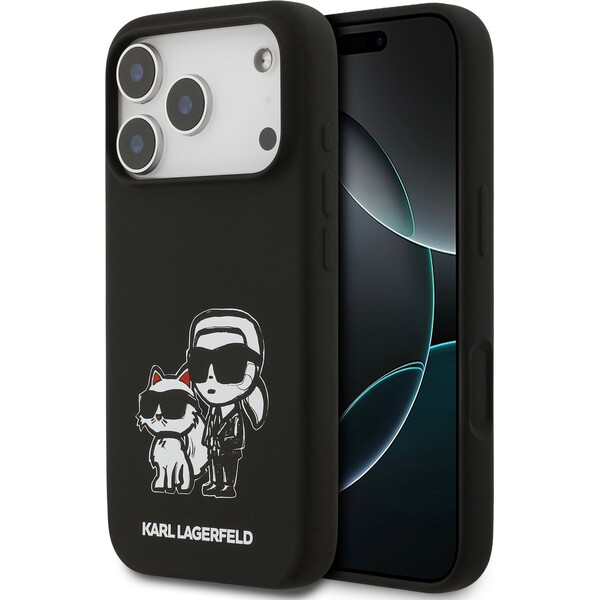 Karl-Lagerfeld-Liquid-Silicone-K-CH-Sketch-MagSafe-kryt-iPhone-17-Pro-cerny