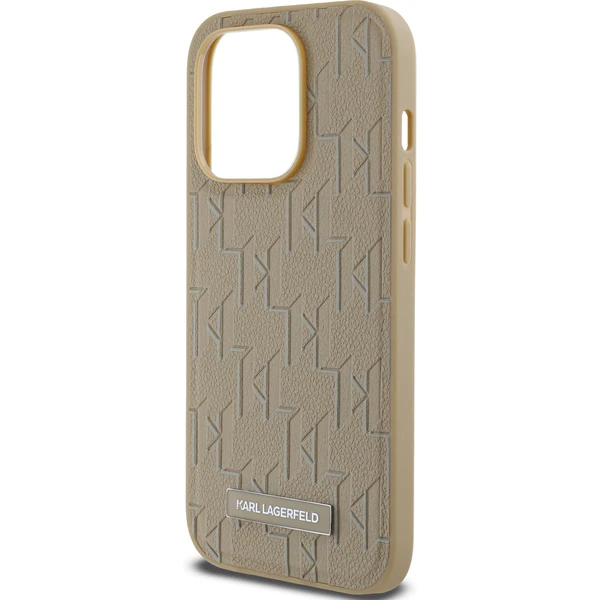 Karl Lagerfeld PU Leather Monogram Metal Logo Magsafe zadní kryt iPhone 15 Pro Max béžový - Pouzdra - Obrázek 11P5000J01