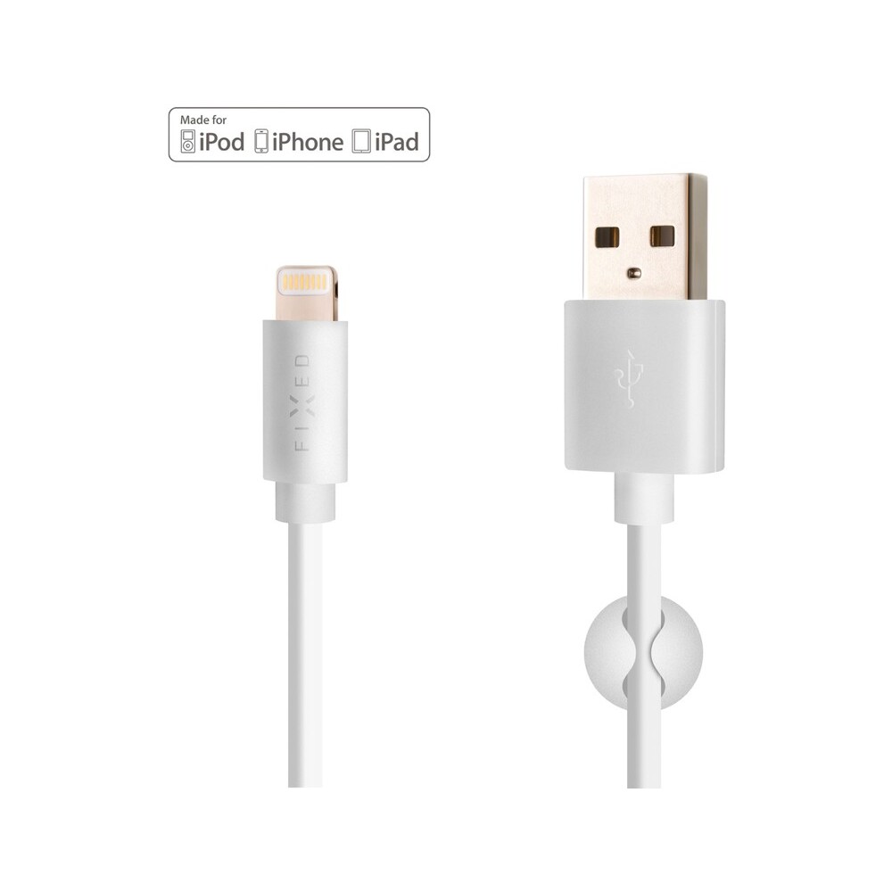 FIXED-USB-A-Lightning-napajeci-kabel-2m-bily
