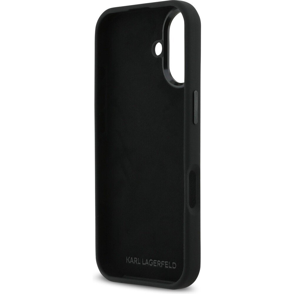 Karl-Lagerfeld-Liquid-Silicone-Metal-Ikonik-kryt-iPhone-17-cerny