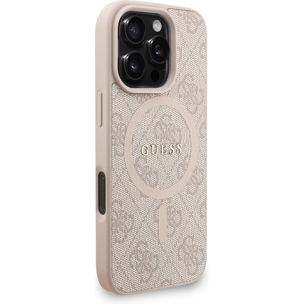 Guess-PU-Leather-4G-Colored-Ring-Strap-MagSafe-kryt-iPhone-16-Pro-ruzovy