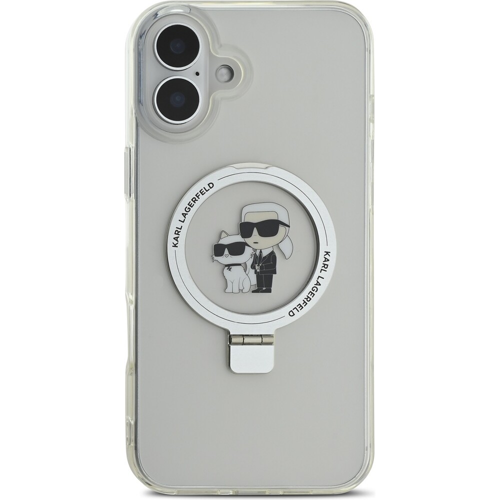 Karl-Lagerfeld-Ringstand-Karl-and-Choupette-MagSafe-kryt-pro-iPhone-16-Plus-bily