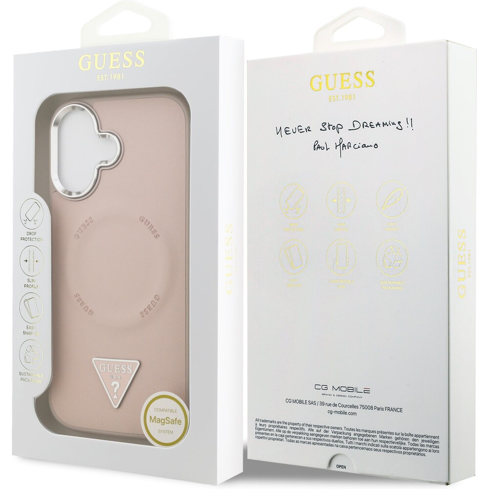 Guess-PU-Leather-Triangle-Logo-MagSafe-kryt-iPhone-17-ruzovy